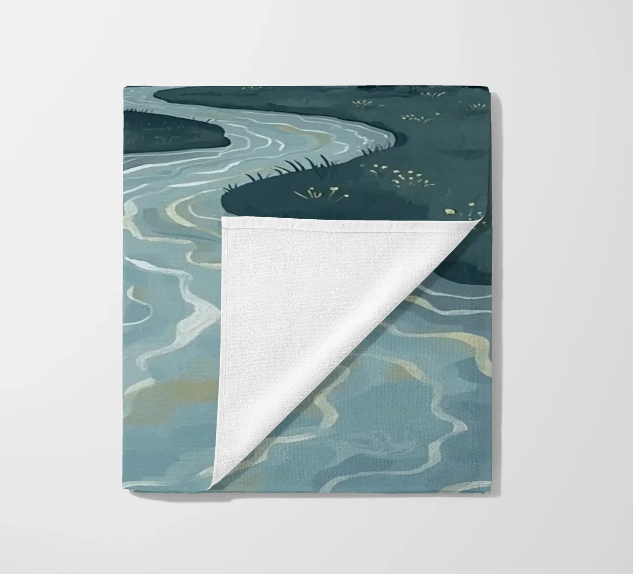 Paesaggio notturno tranquillo con luna e stelle del fiume telo mare da DesignDoodle