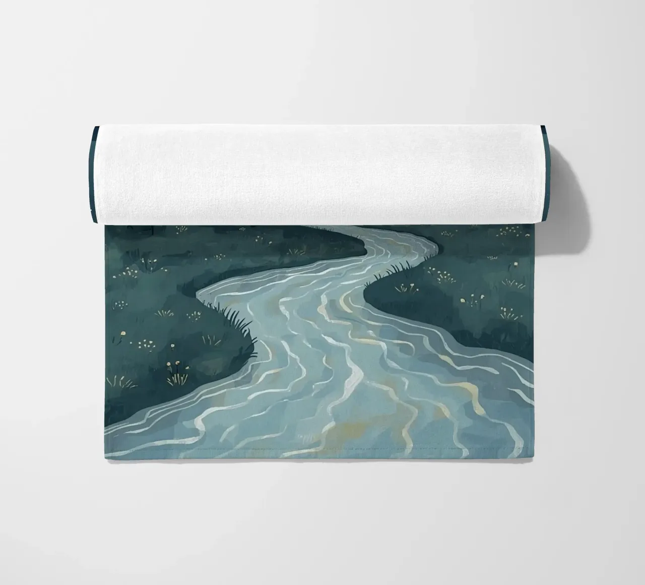 Paesaggio notturno tranquillo con luna e stelle del fiume telo mare da DesignDoodle
