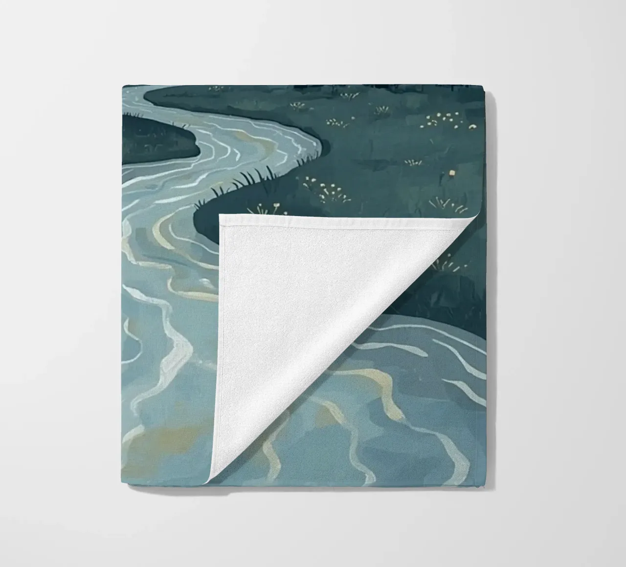 Paesaggio notturno tranquillo con luna e stelle del fiume telo mare da DesignDoodle
