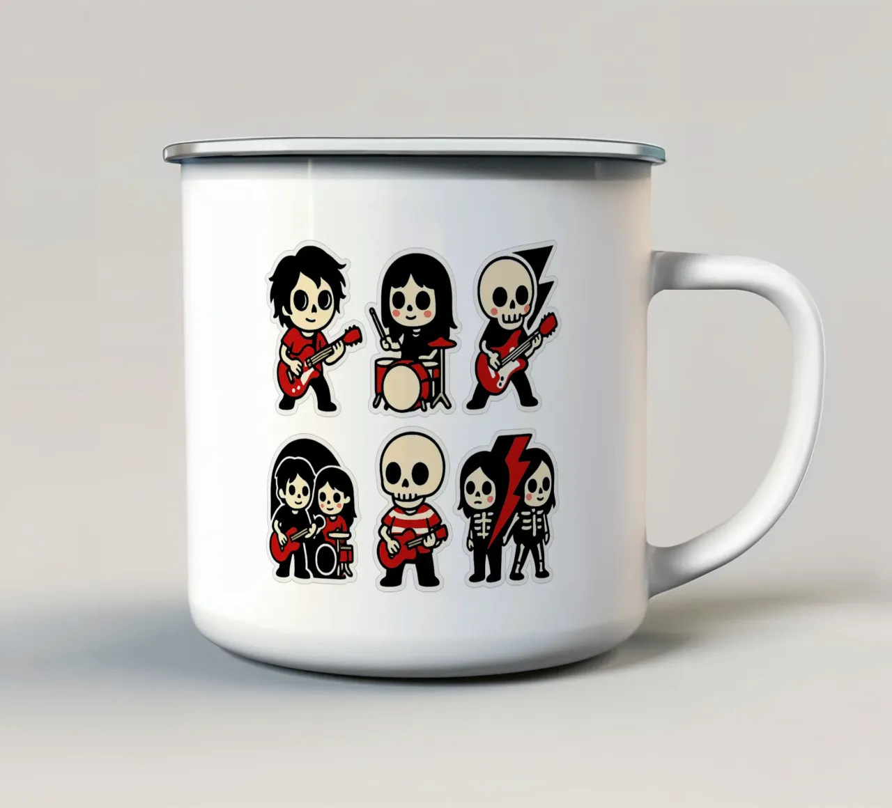 Skeleton Band - Rock alternativo in versione kawaï tazza in smalto da Punk & Cute - Affiches & Stickers