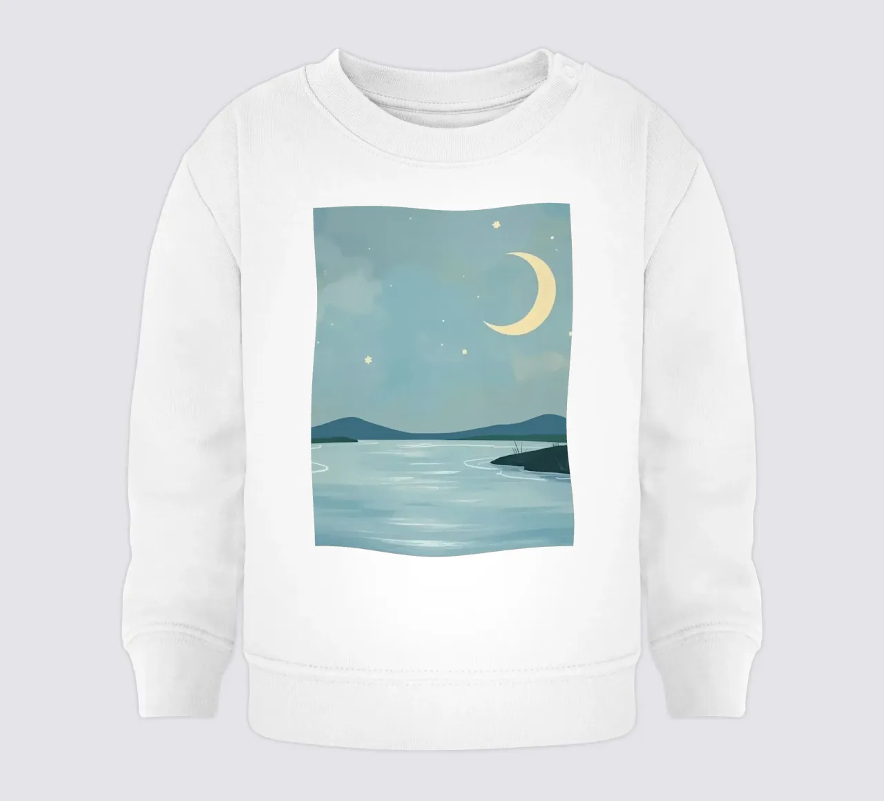 Scena notturna con luna, stelle, acqua e canne felpa neonato da DesignDoodle