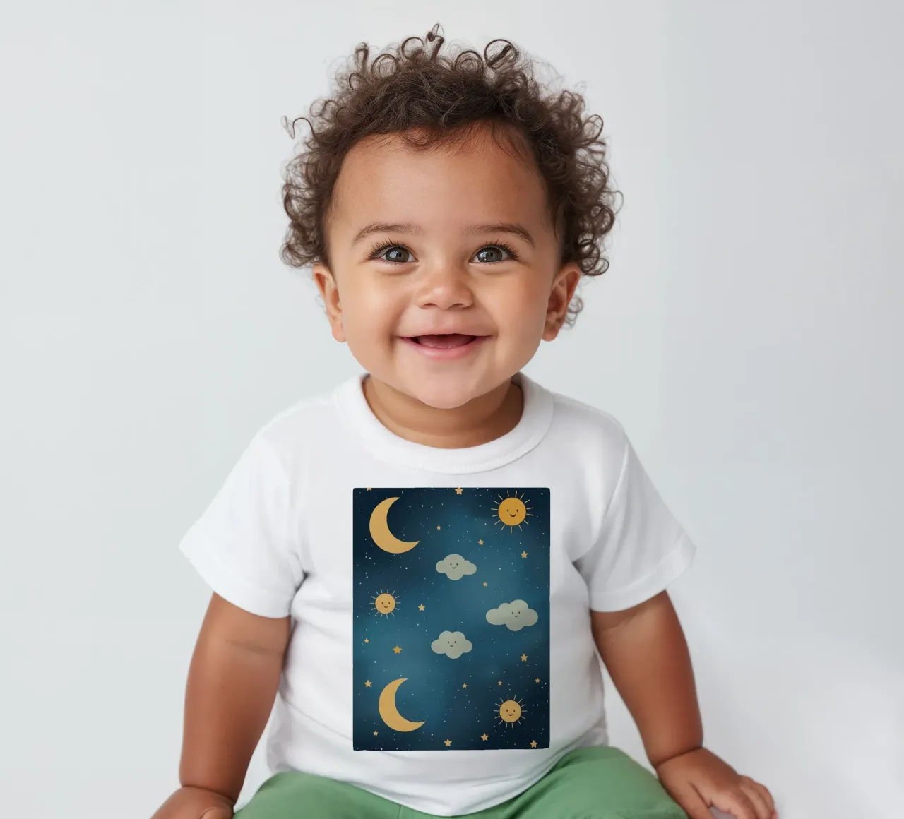 Cielo notturno con corpi celesti e nuvole maglietta neonato da DesignDoodle
