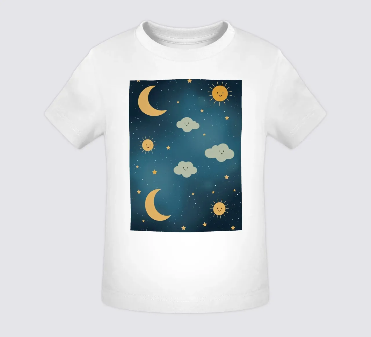 Cielo notturno con corpi celesti e nuvole maglietta neonato da DesignDoodle
