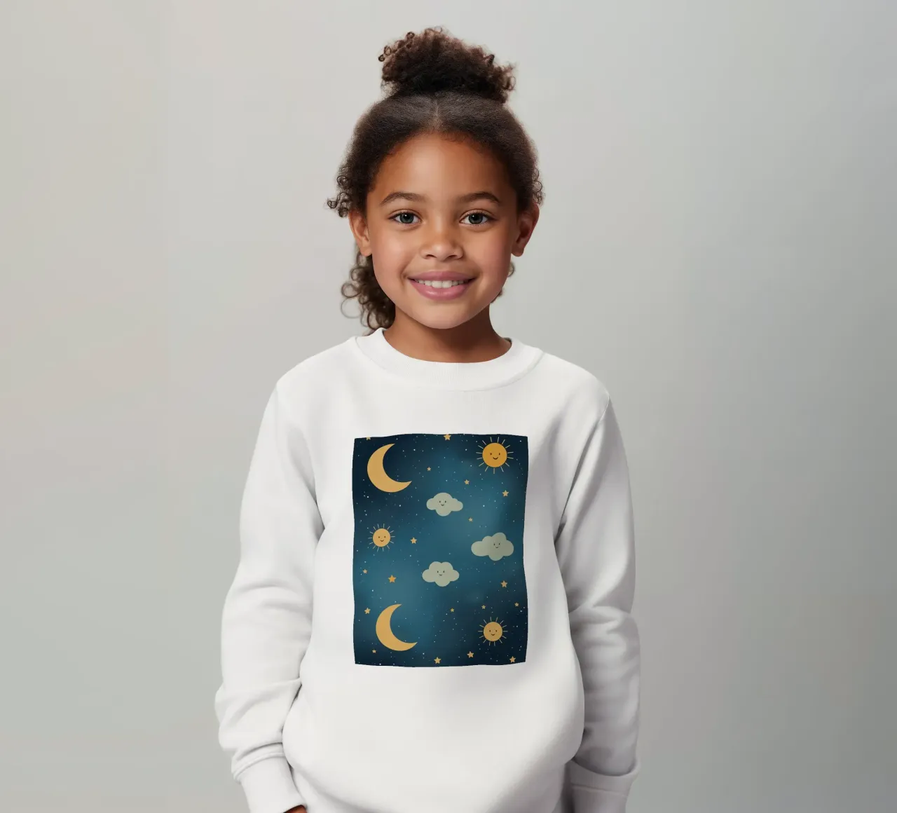 Cielo notturno con corpi celesti e nuvole felpa bambino da DesignDoodle