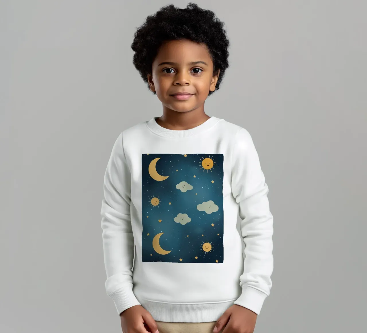 Cielo notturno con corpi celesti e nuvole felpa bambino da DesignDoodle