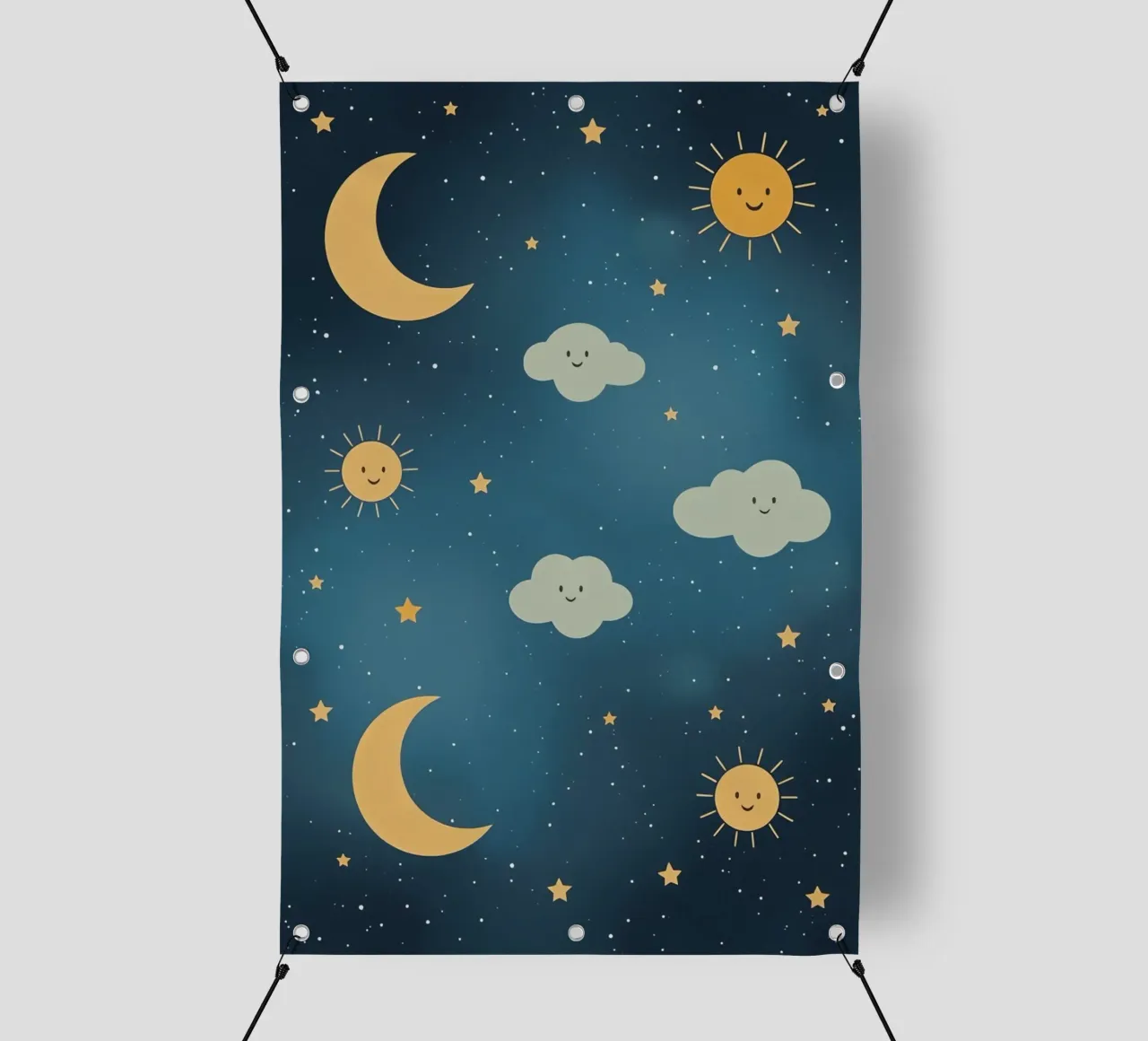 Cielo notturno con corpi celesti e nuvole telo in pvc da DesignDoodle