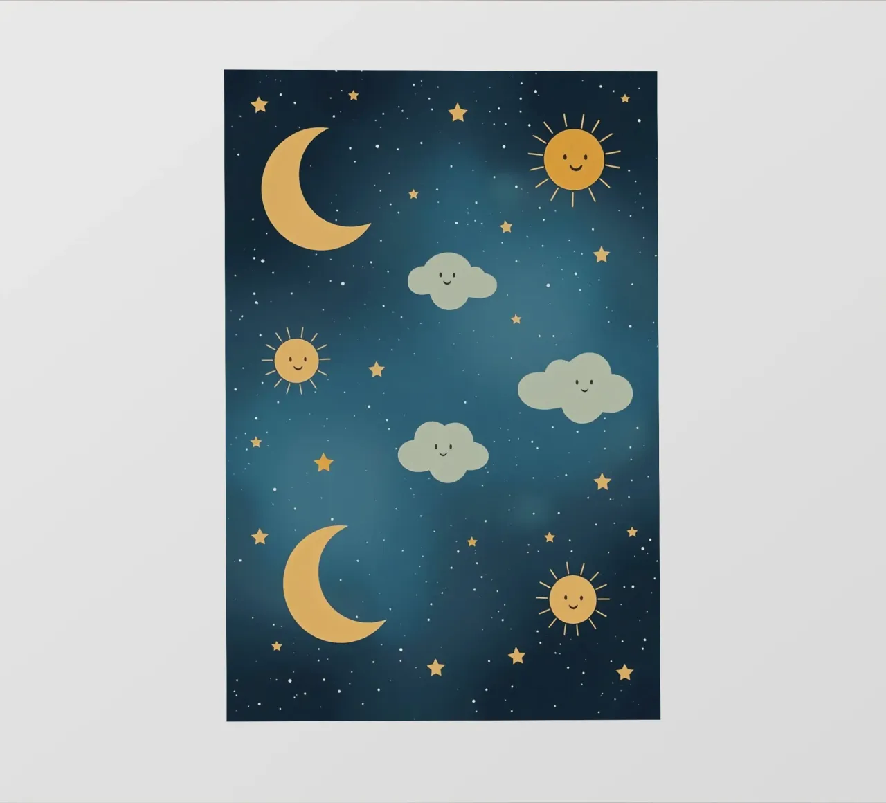 Cielo notturno con corpi celesti e nuvole telo in pvc da DesignDoodle