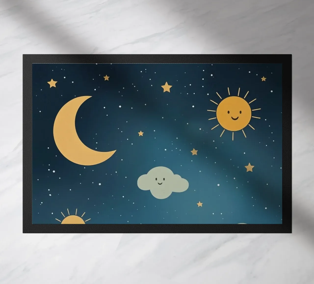Cielo notturno con corpi celesti e nuvole zerbino da DesignDoodle