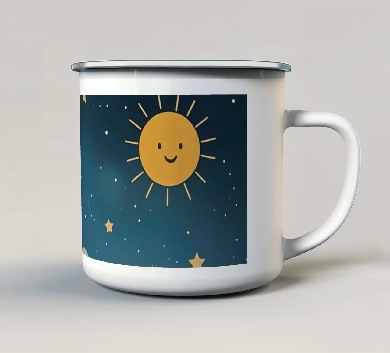 Cielo notturno con corpi celesti e nuvole tazza in smalto da DesignDoodle