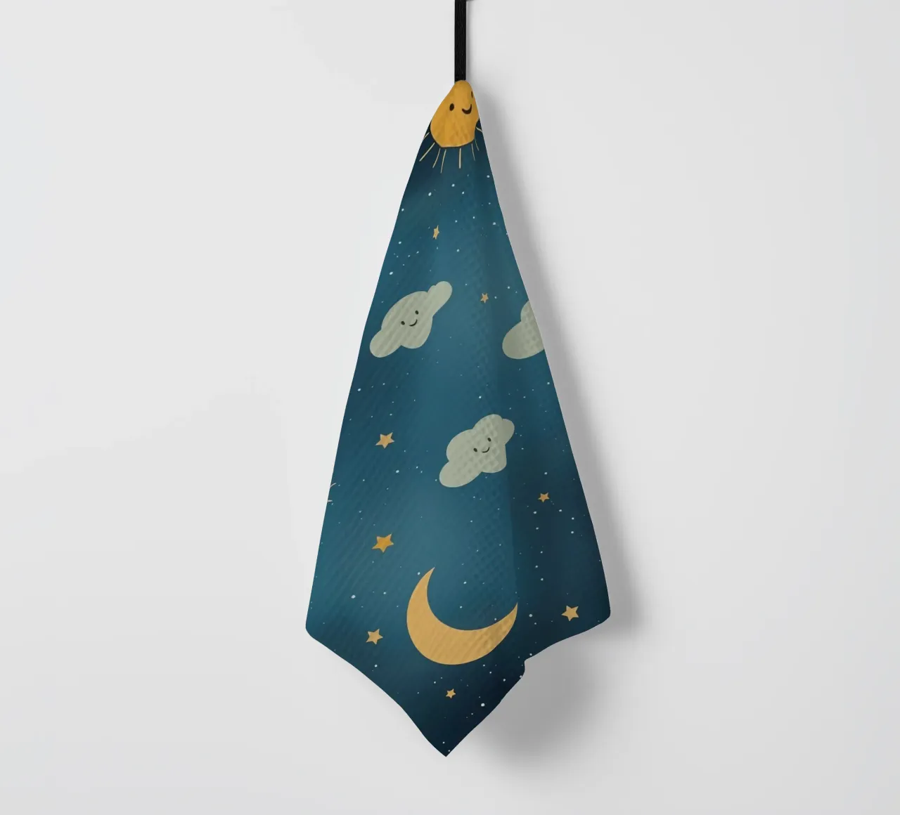 Cielo notturno con corpi celesti e nuvole canovaccio da cucina da DesignDoodle