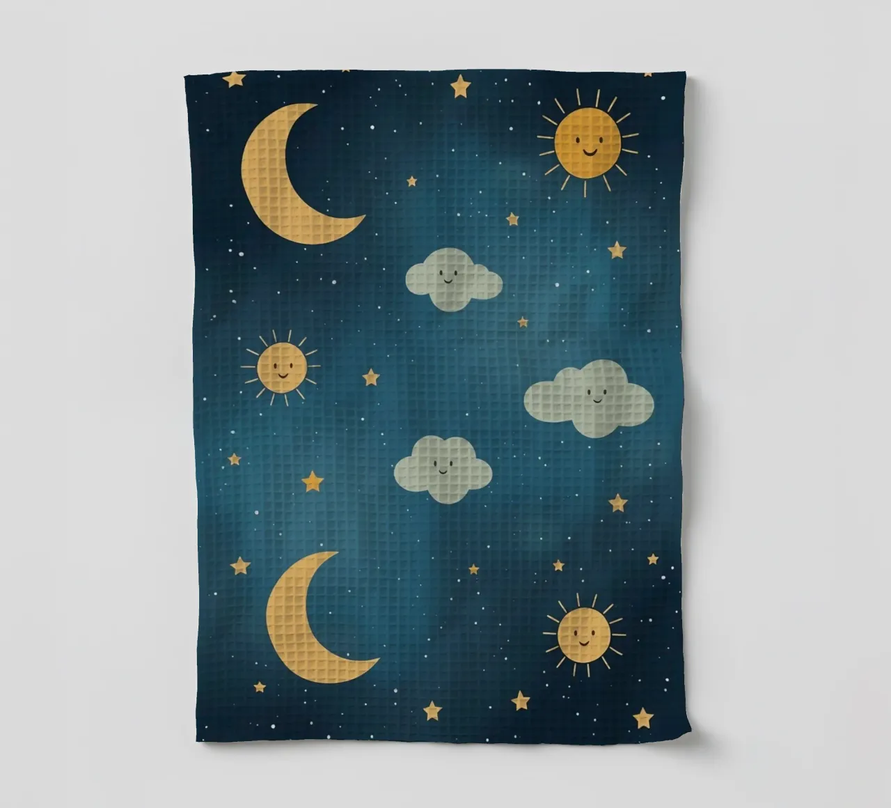 Cielo notturno con corpi celesti e nuvole canovaccio da cucina da DesignDoodle