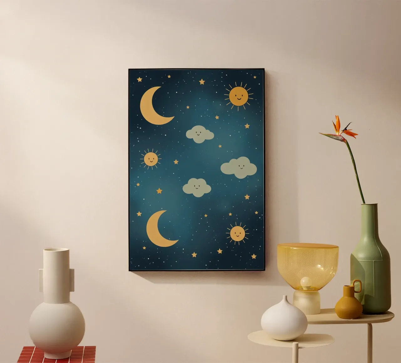 Cielo notturno con corpi celesti e nuvole plexiglass da DesignDoodle