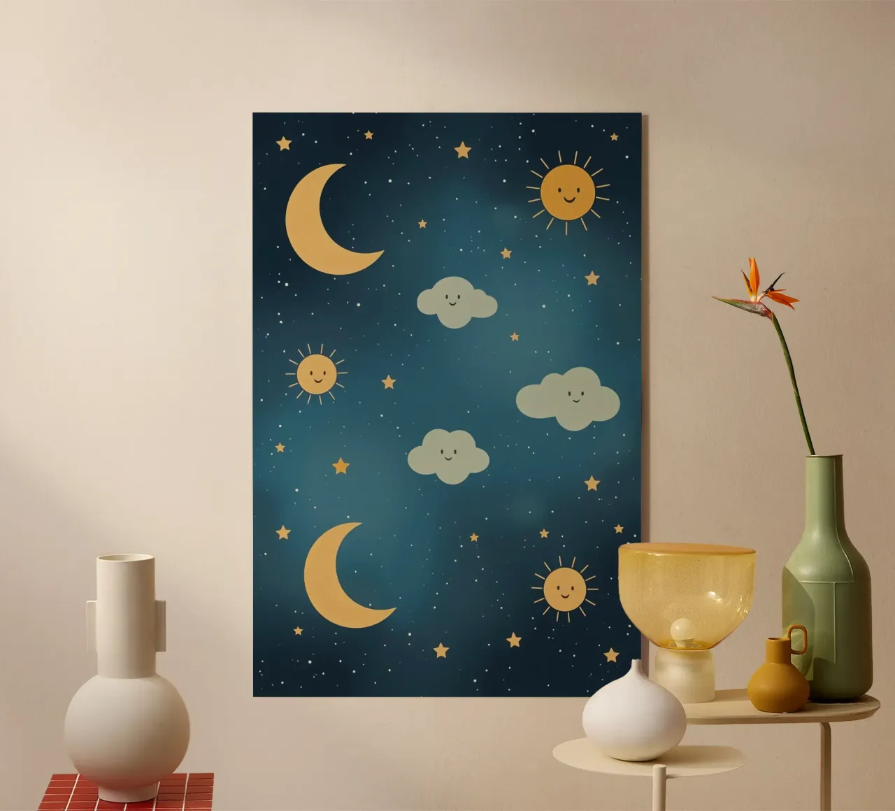 Cielo notturno con corpi celesti e nuvole plexiglass da DesignDoodle