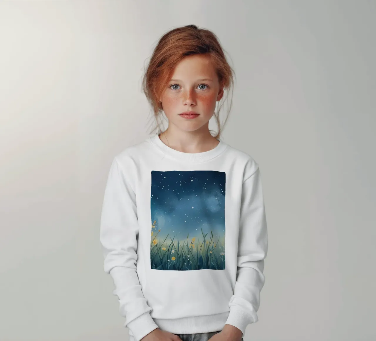 Cielo notturno con fiori selvatici felpa bambino da DesignDoodle