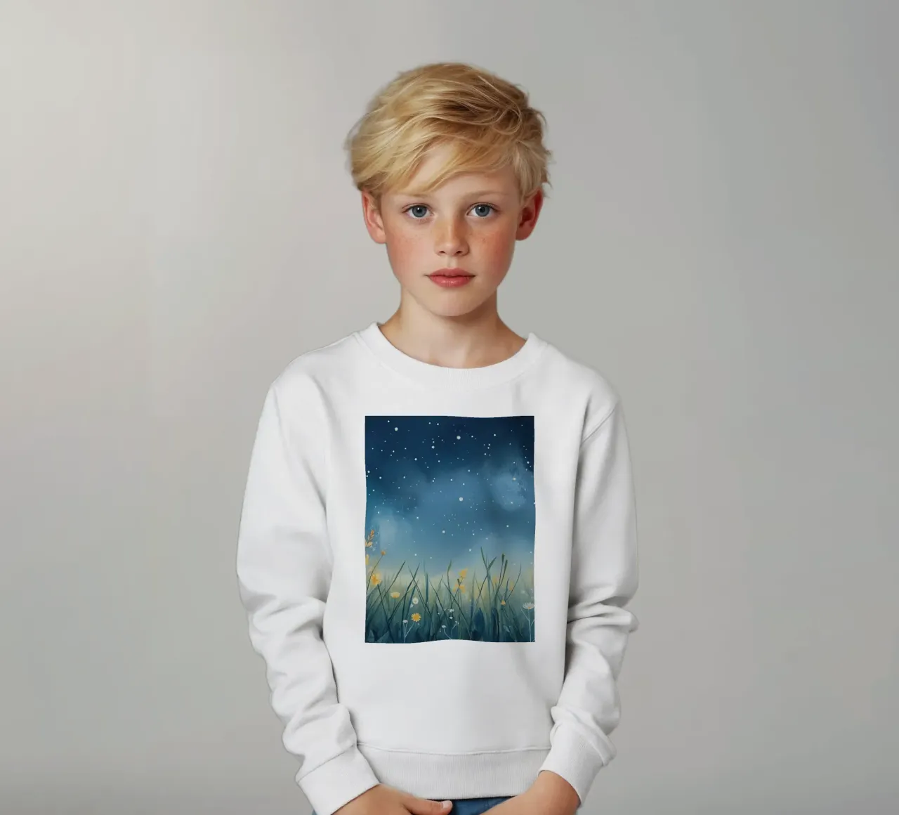 Cielo notturno con fiori selvatici felpa bambino da DesignDoodle