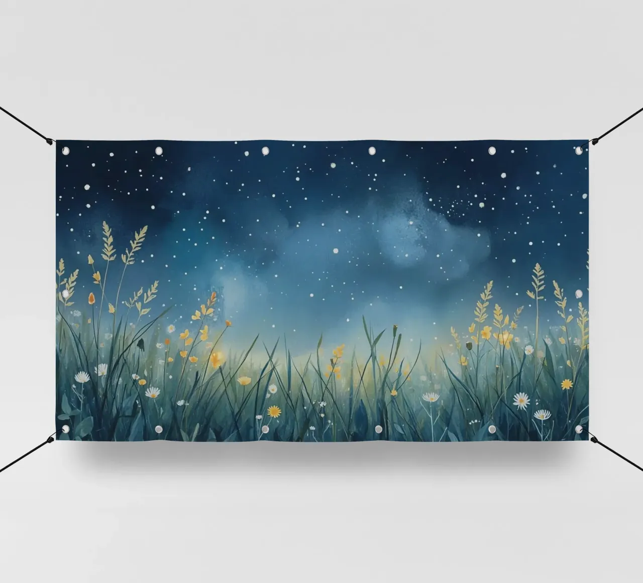 Cielo notturno con fiori selvatici telo in pvc da DesignDoodle