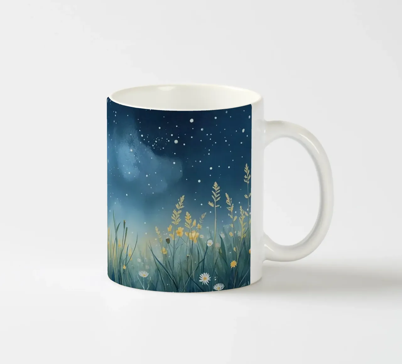 Cielo notturno con fiori selvatici tazza in ceramica da DesignDoodle