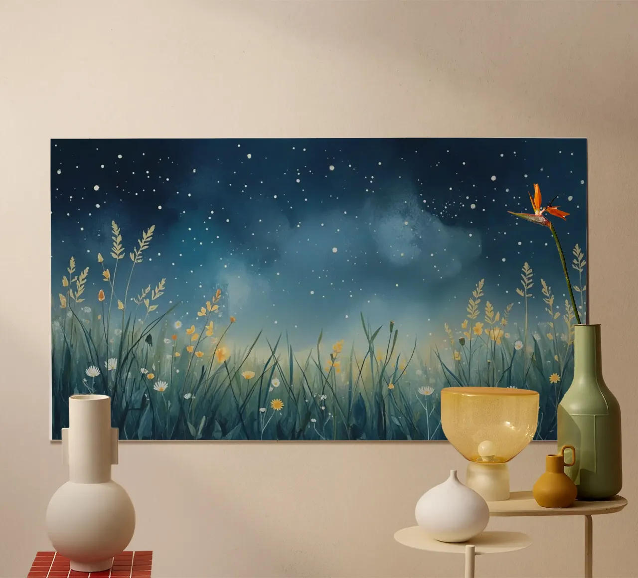 Cielo notturno con fiori selvatici carta hahnemühle da DesignDoodle