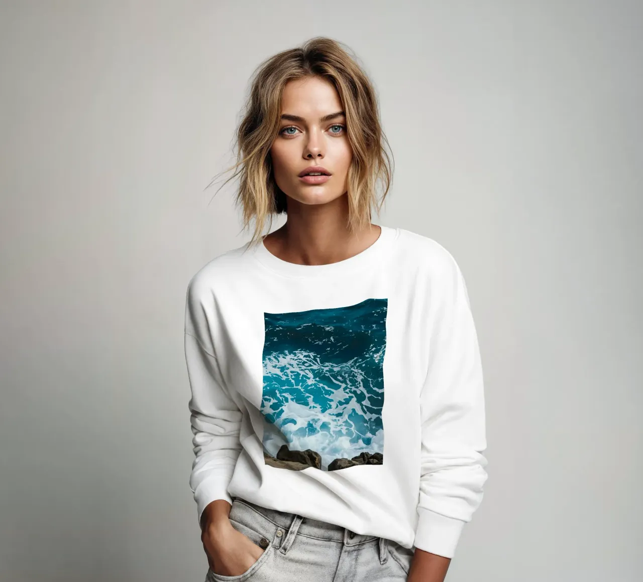 Onde oceaniche che si infrangono sulle rocce felpa da DesignDoodle
