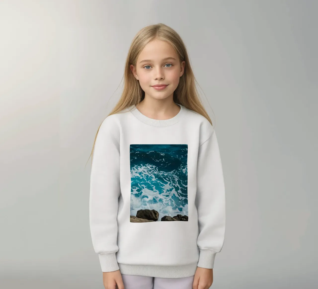 Onde oceaniche che si infrangono sulle rocce felpa bambino da DesignDoodle