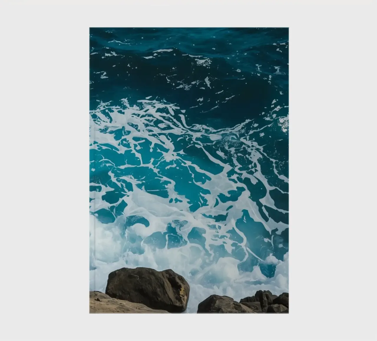 Ocean Waves Crashing on Rocks notebook by DesignDoodle