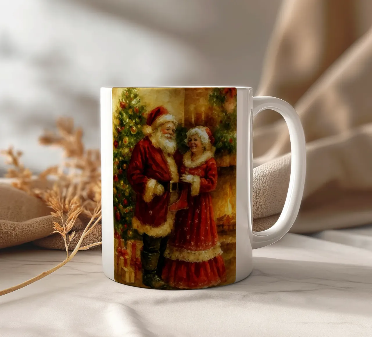 dipinto natalizio di Babbo Natale e della signora Claus tazza in ceramica da aztera