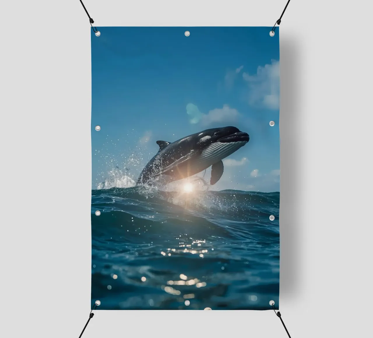 Orca che fa breccia nell'oceano Superficie dell'oceano telo in pvc da DesignDoodle