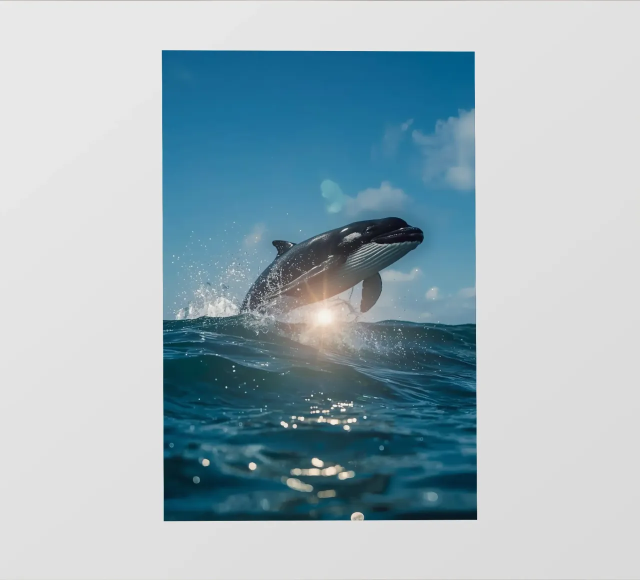 Orca che fa breccia nell'oceano Superficie dell'oceano telo in pvc da DesignDoodle