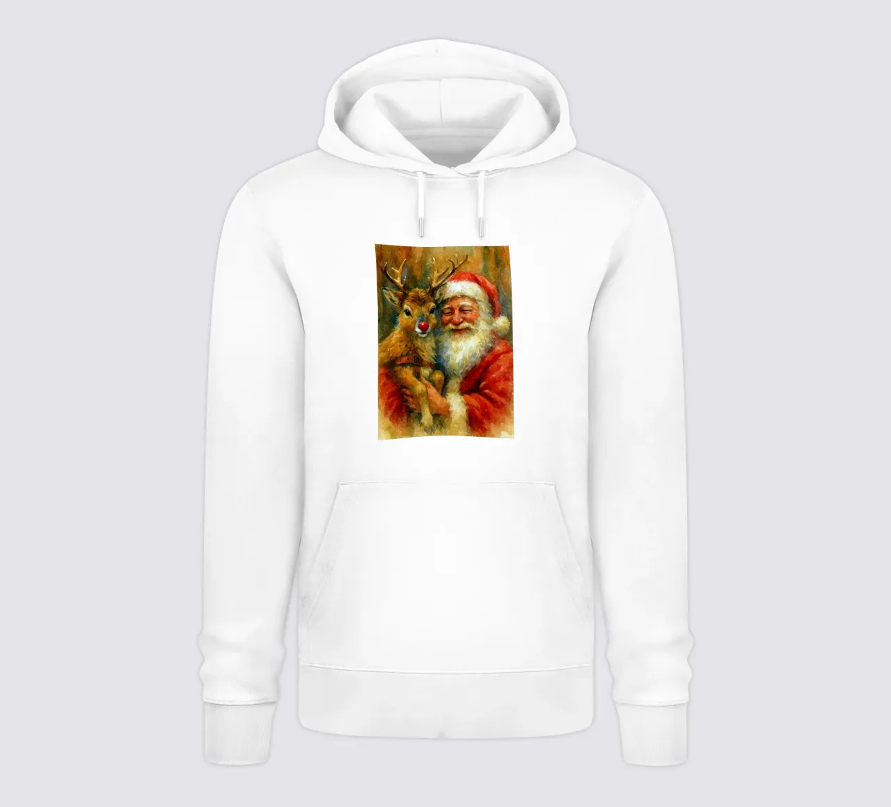 dipinto natalizio di babbo natale e rudolf felpa con cappuccio da aztera