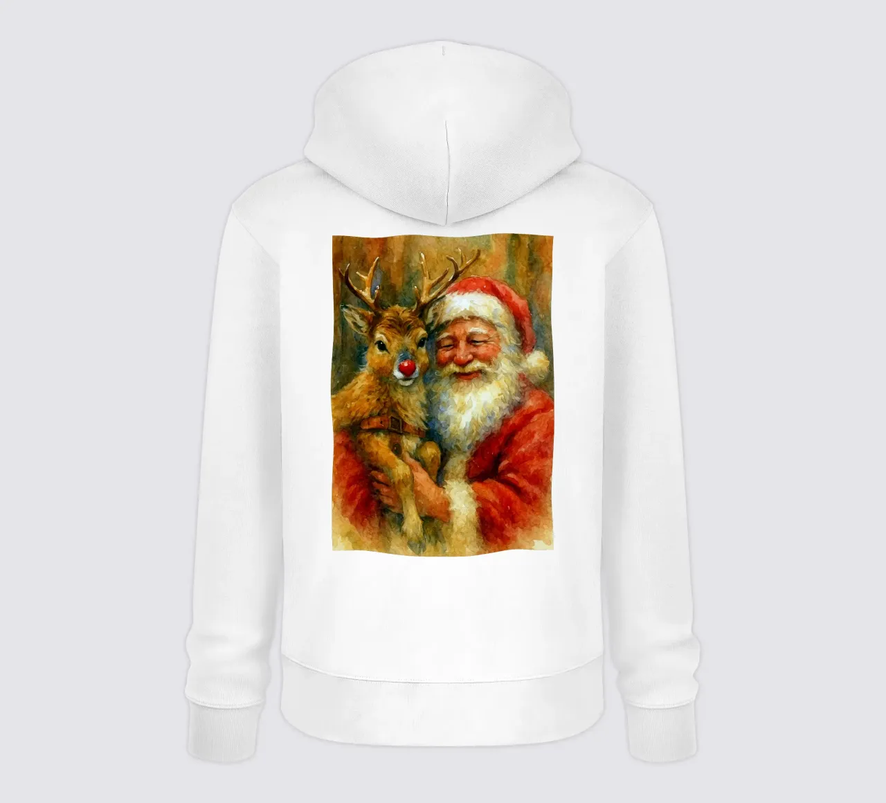 dipinto natalizio di babbo natale e rudolf felpa con cappuccio da aztera