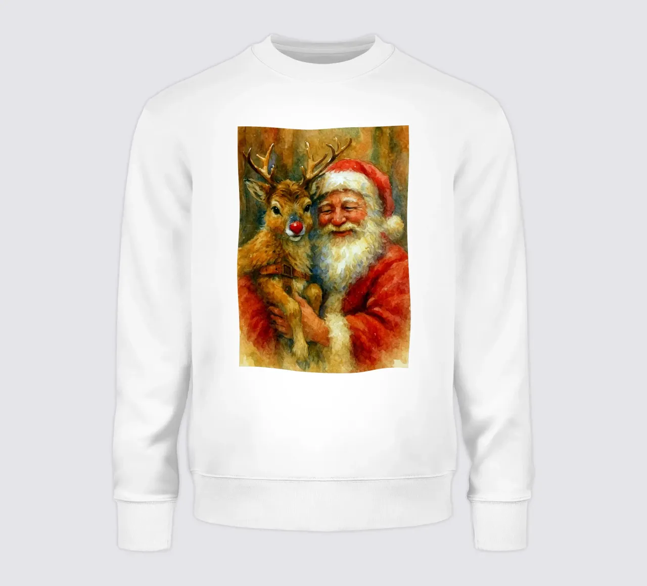 dipinto natalizio di babbo natale e rudolf felpa da aztera
