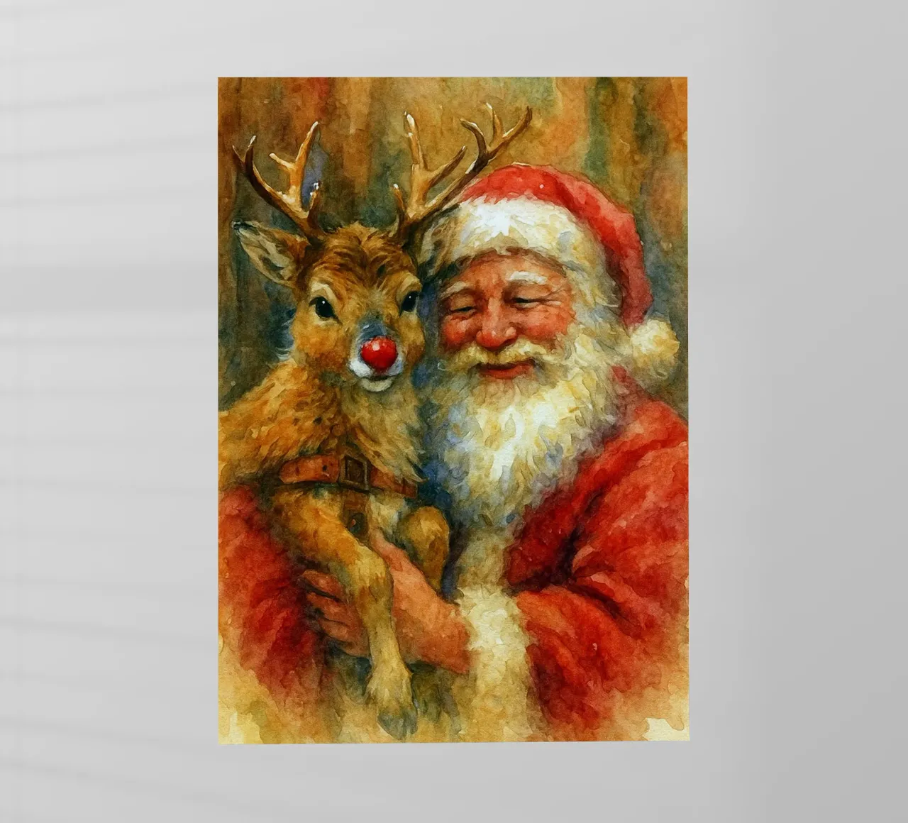 dipinto natalizio di babbo natale e rudolf pellicola backlit da aztera