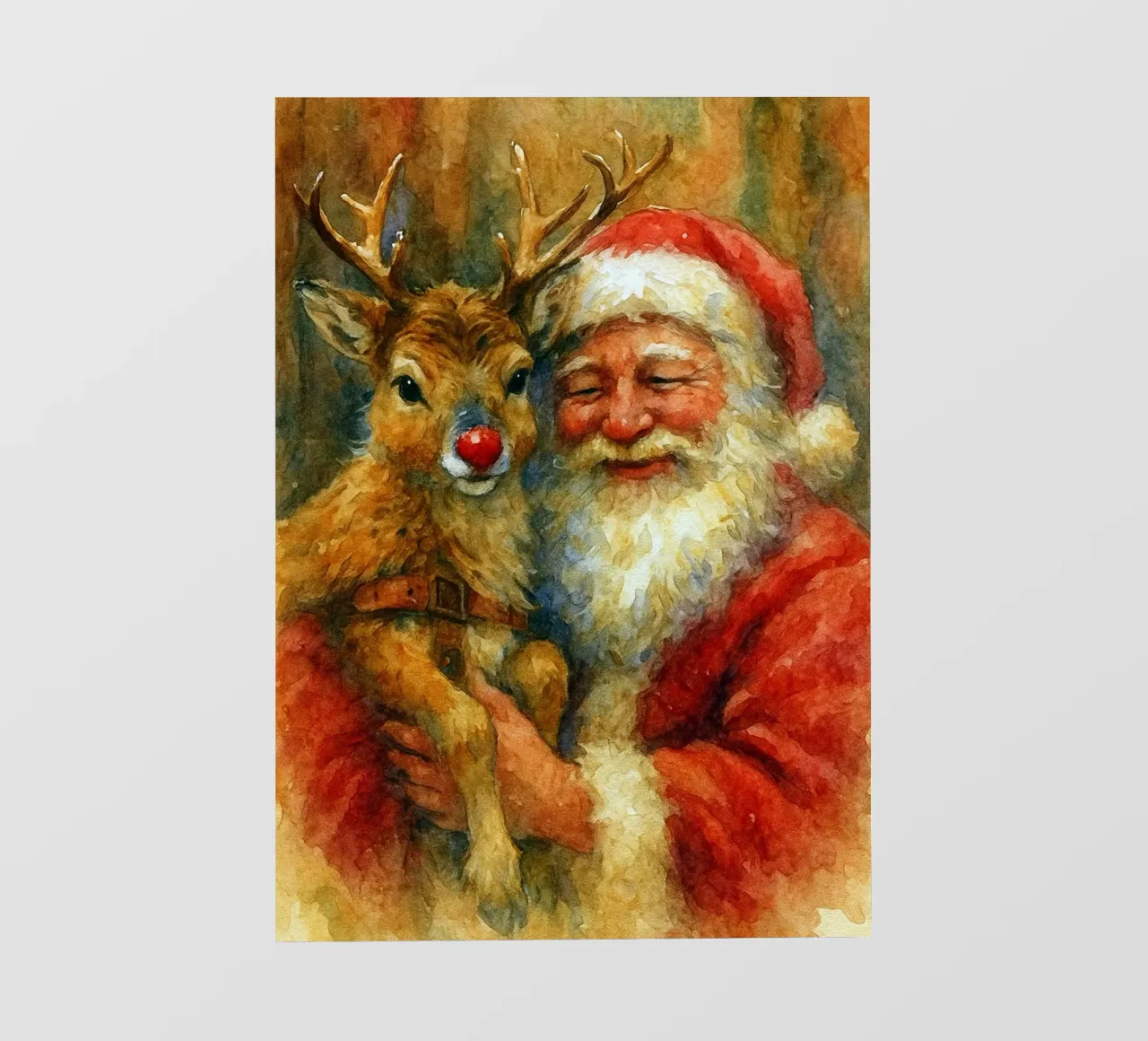 dipinto natalizio di babbo natale e rudolf pellicola backlit da aztera