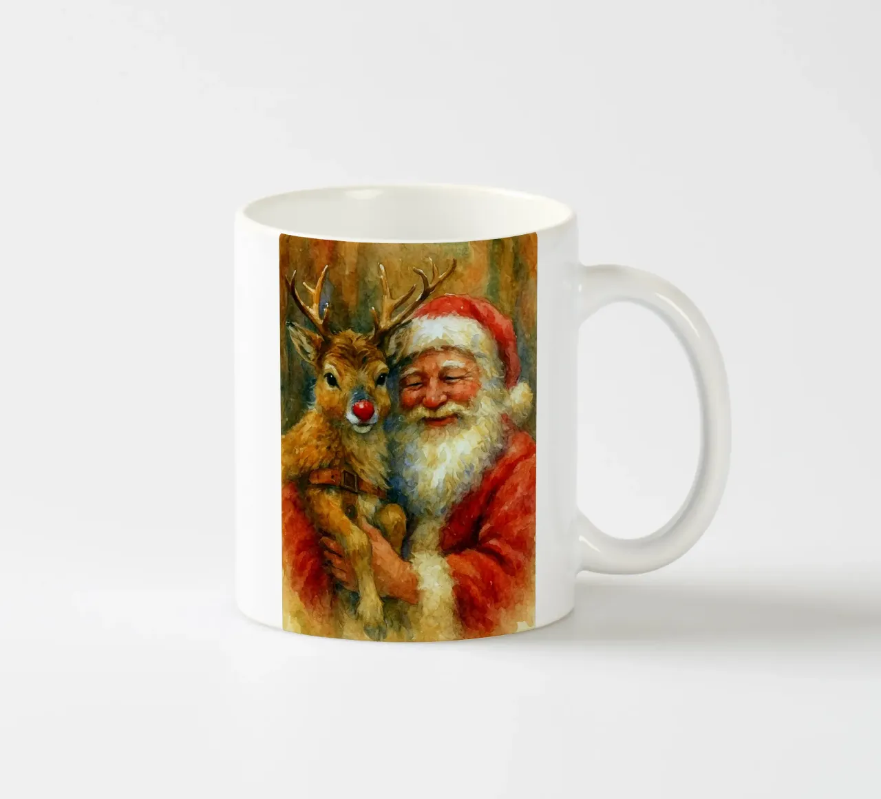 dipinto natalizio di babbo natale e rudolf tazza in ceramica da aztera