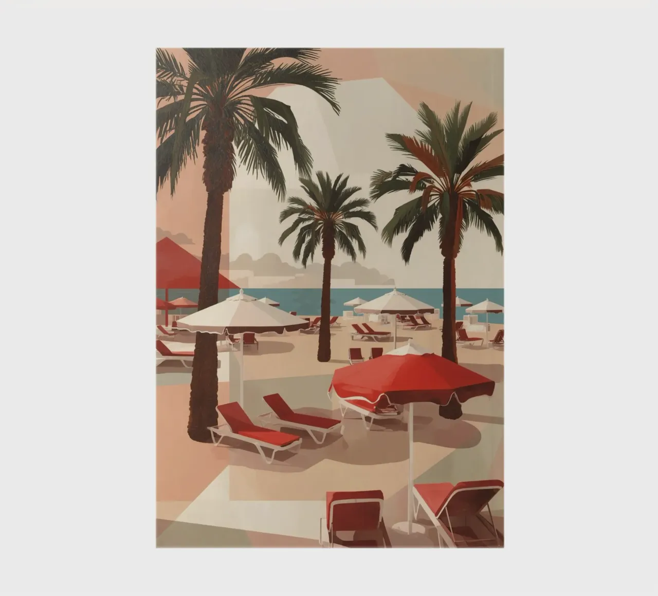Palm Trees Lounge Chairs and Umbrellas on a Beach notebook by DesignDoodle
