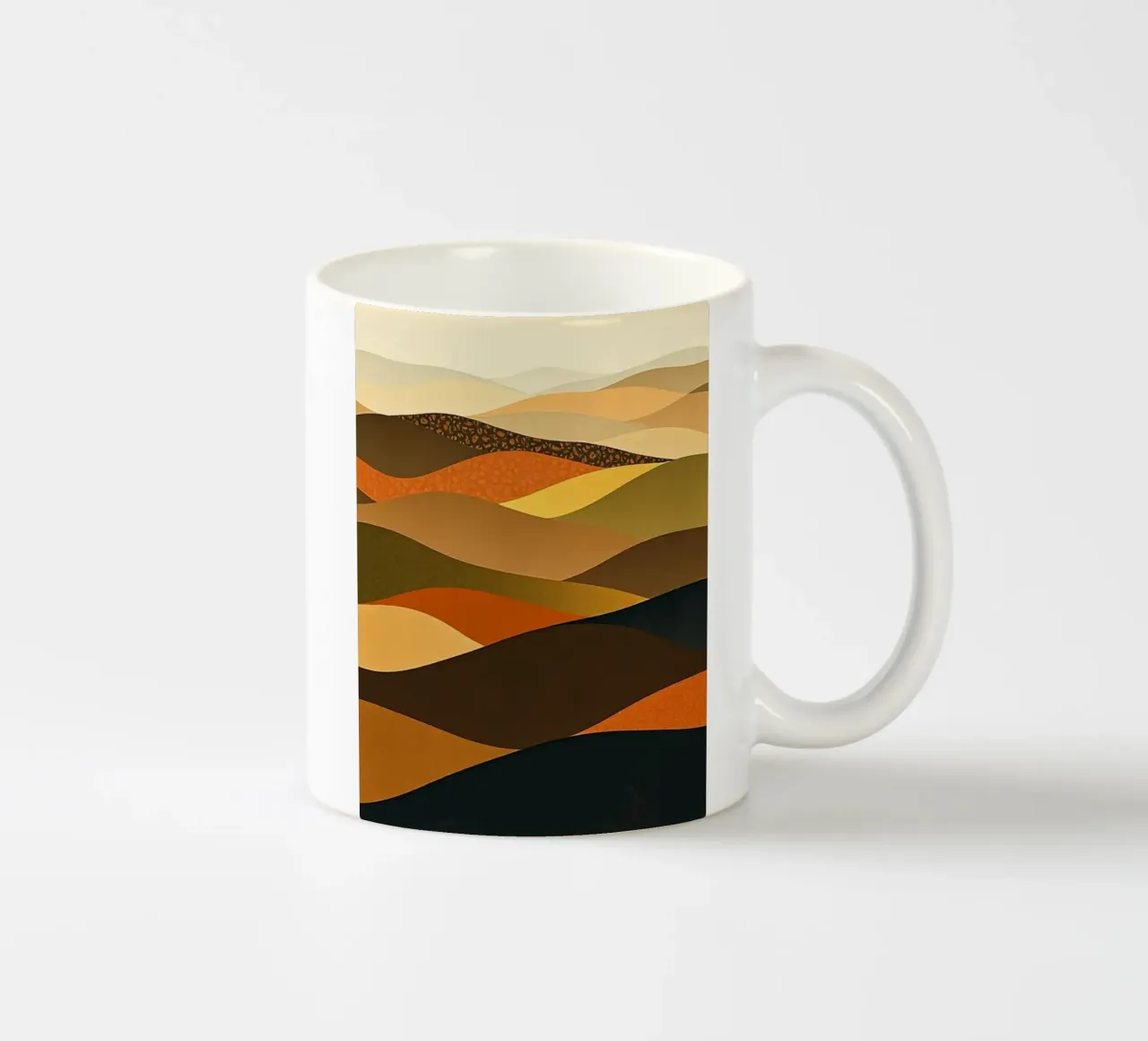 Paesaggio astratto sui toni della terra con terrazze strutturate tazza in ceramica da Artistic-shop