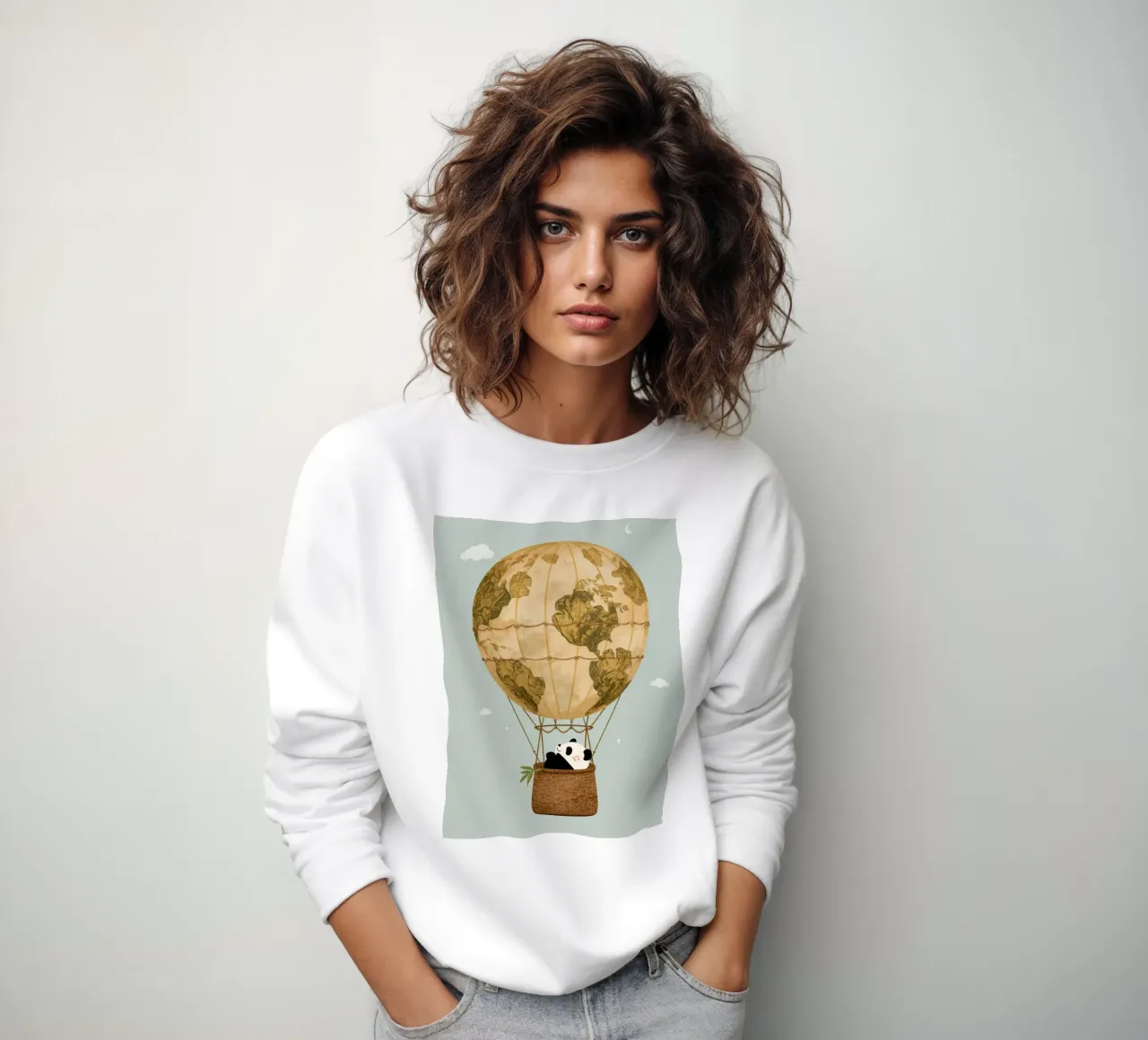 Panda carino in mongolfiera Globe felpa da DesignDoodle