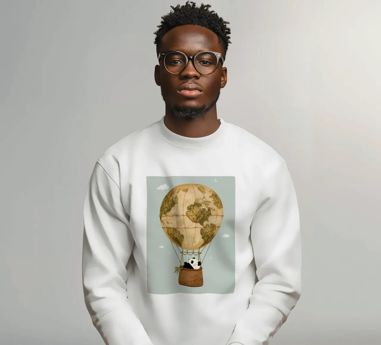 Panda carino in mongolfiera Globe felpa da DesignDoodle