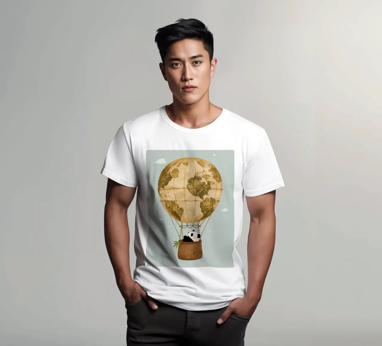 Panda carino in mongolfiera Globe t-shirt da DesignDoodle