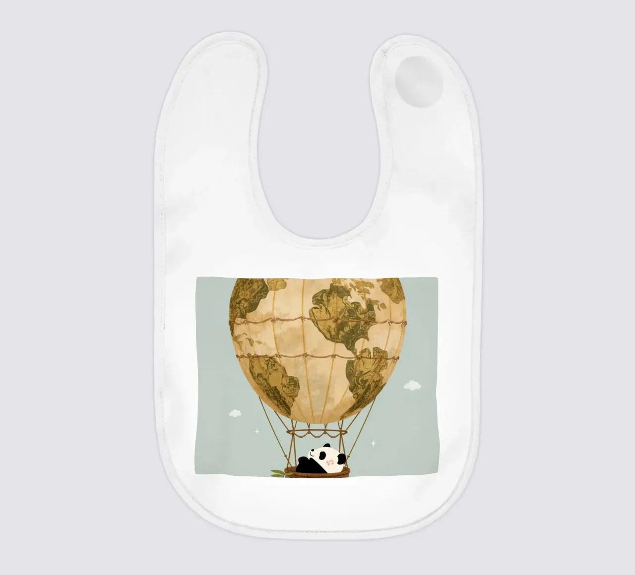 Panda carino in mongolfiera Globe bavaglino da DesignDoodle