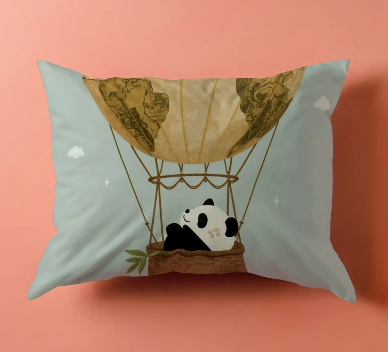 Panda carino in mongolfiera Globe cuscino da DesignDoodle