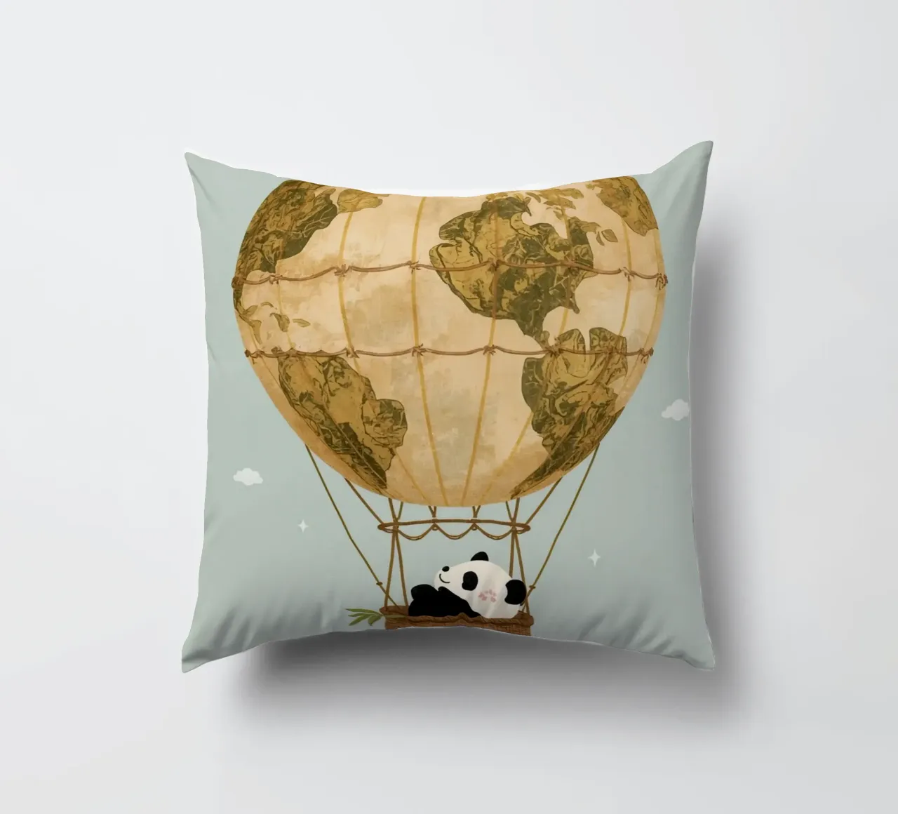 Panda carino in mongolfiera Globe cuscino da DesignDoodle