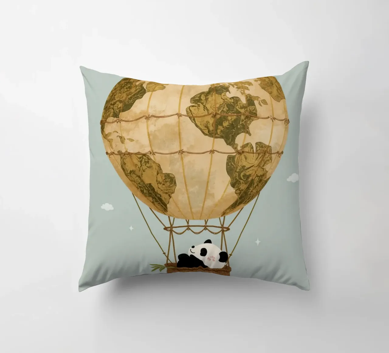 Panda carino in mongolfiera Globe cuscino da DesignDoodle