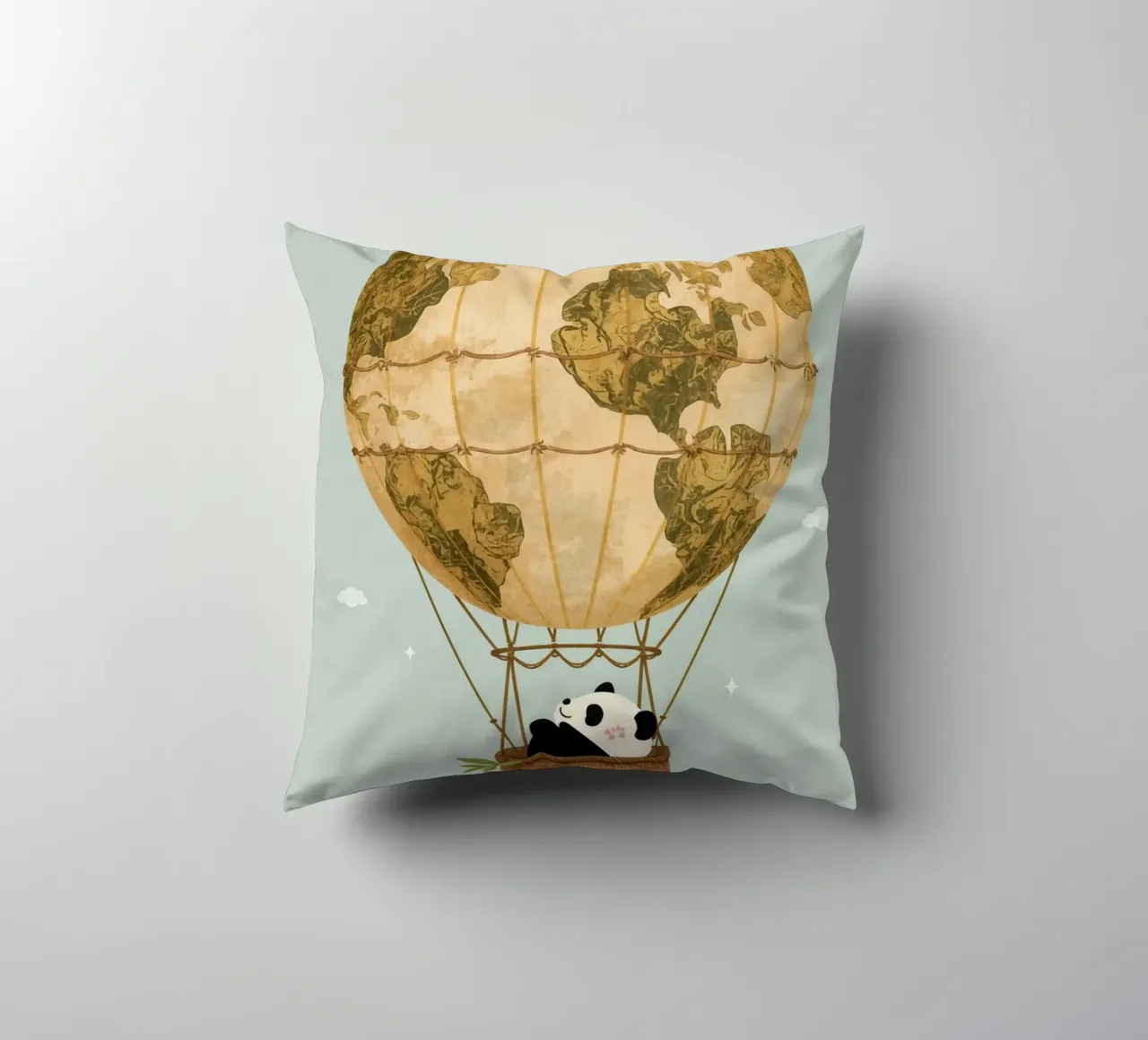 Panda carino in mongolfiera Globe cuscino da DesignDoodle