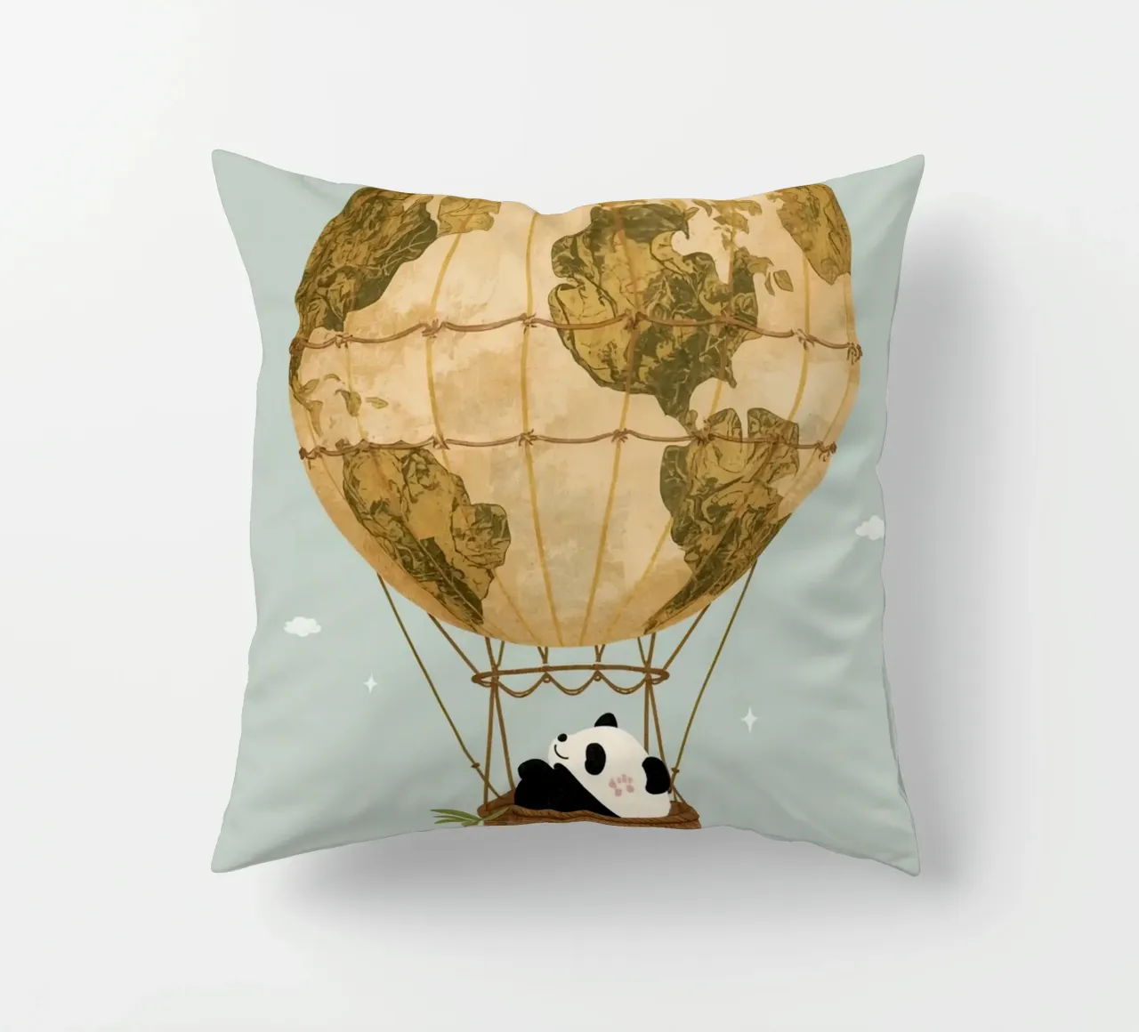 Panda carino in mongolfiera Globe cuscino da DesignDoodle