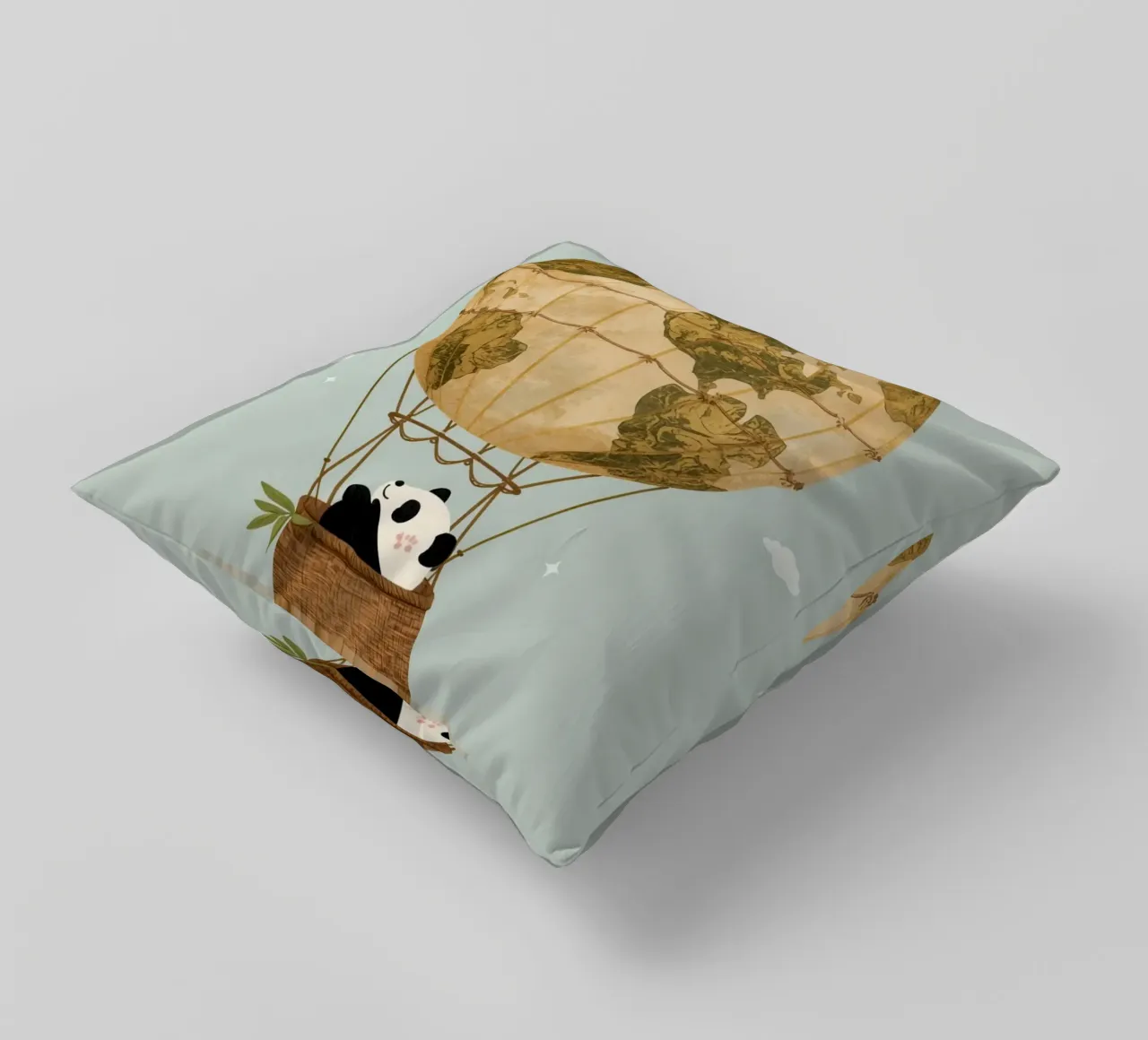 Panda carino in mongolfiera Globe cuscino da DesignDoodle