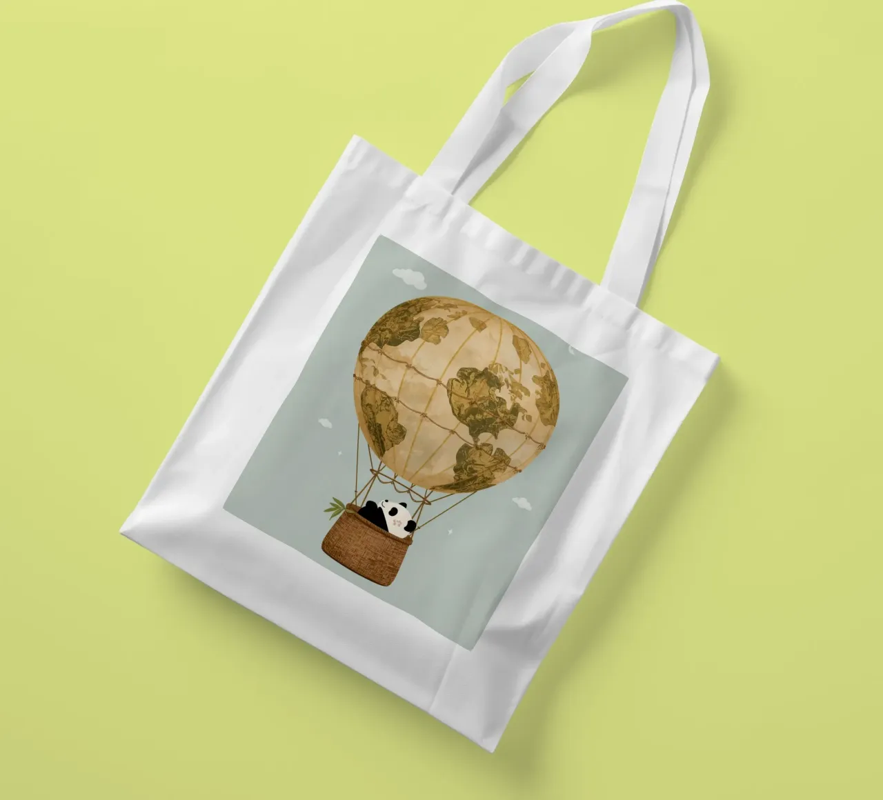 Panda carino in mongolfiera Globe borsa in juta da DesignDoodle