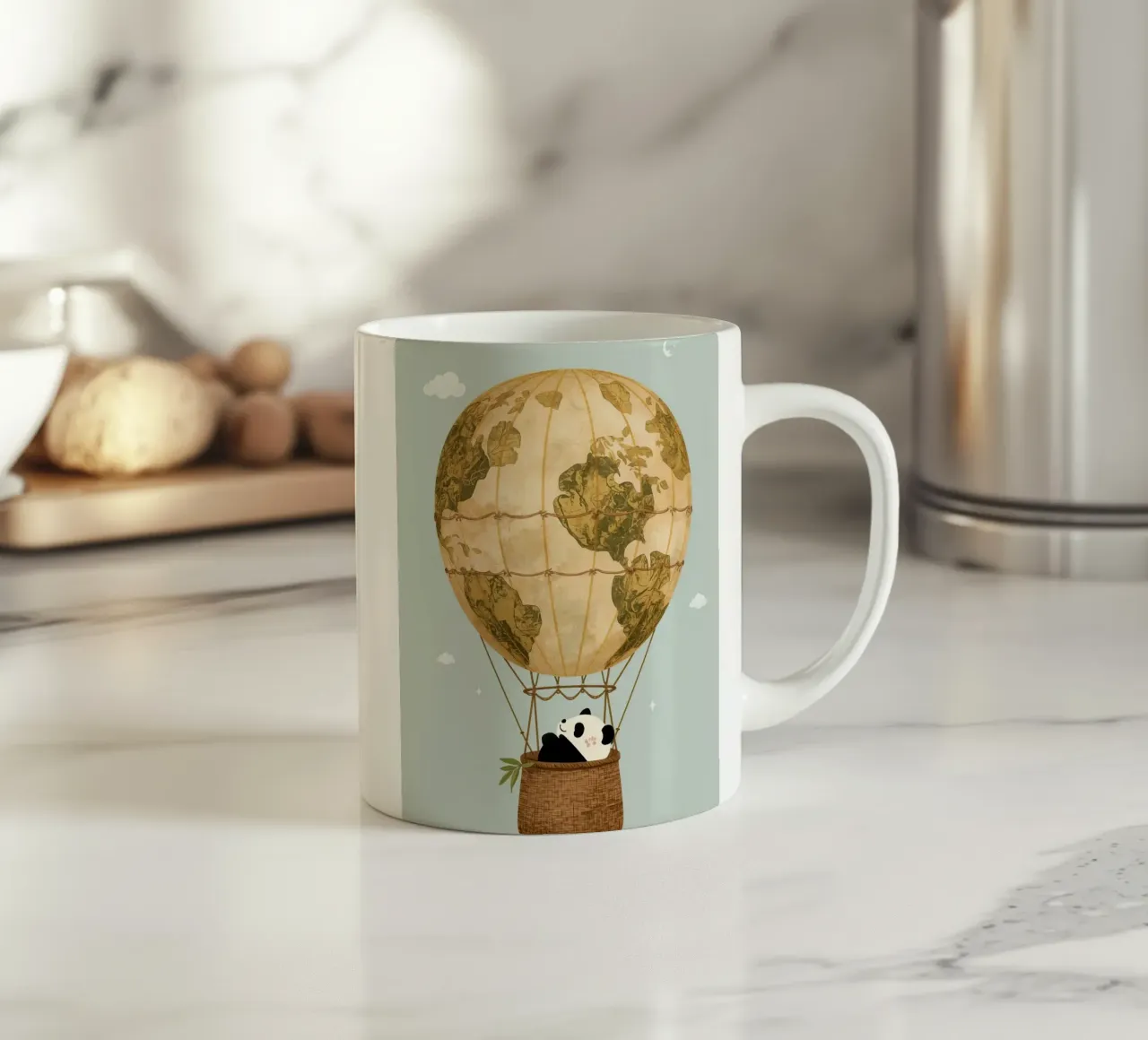 Panda carino in mongolfiera Globe tazza in ceramica da DesignDoodle