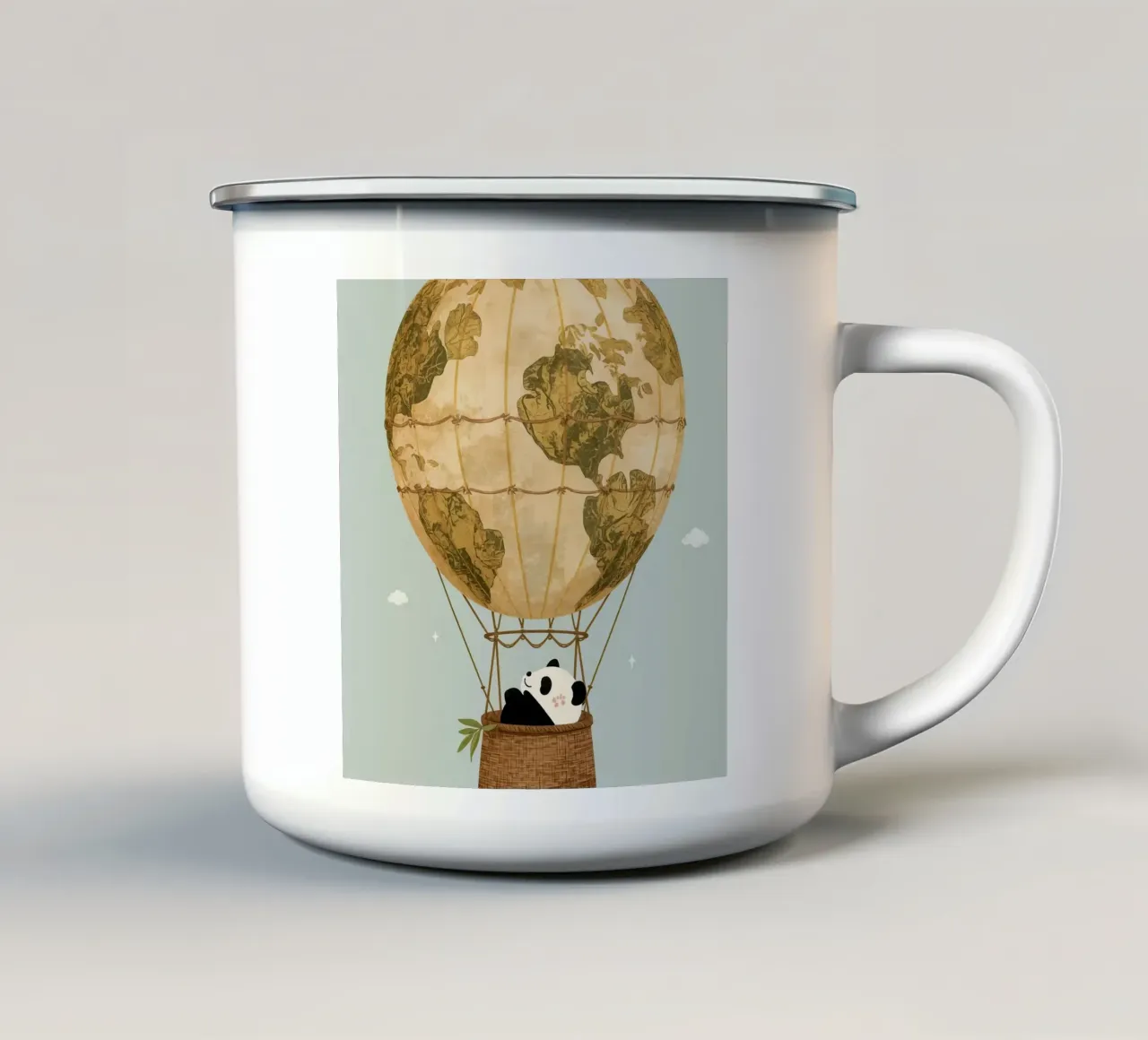 Panda carino in mongolfiera Globe tazza in smalto da DesignDoodle