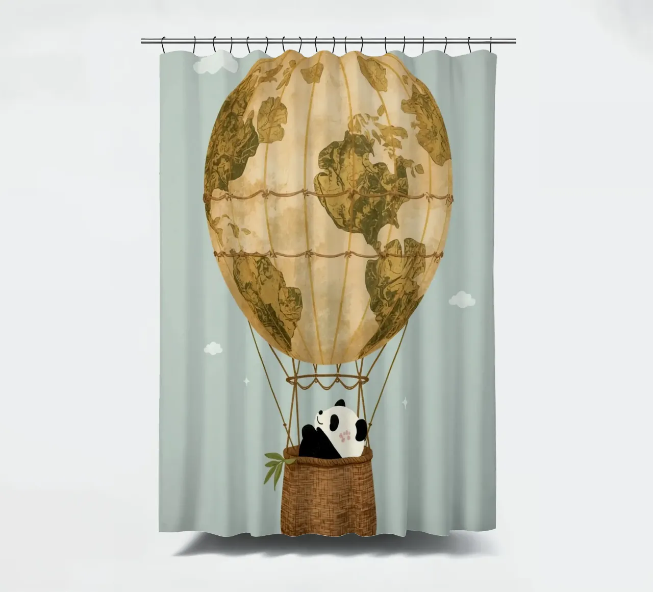 Panda carino in mongolfiera Globe tenda da doccia da DesignDoodle